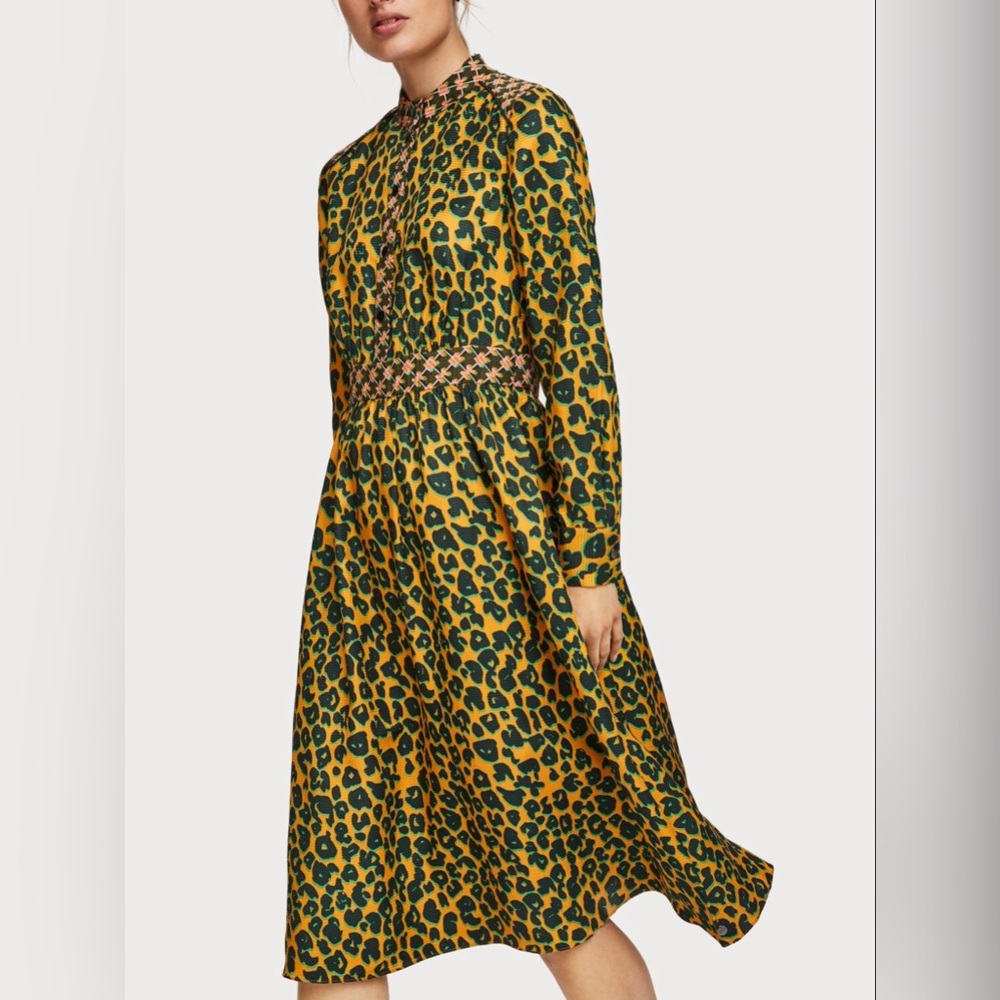 Scotch Soda Leopard Midi Dress Size Medium